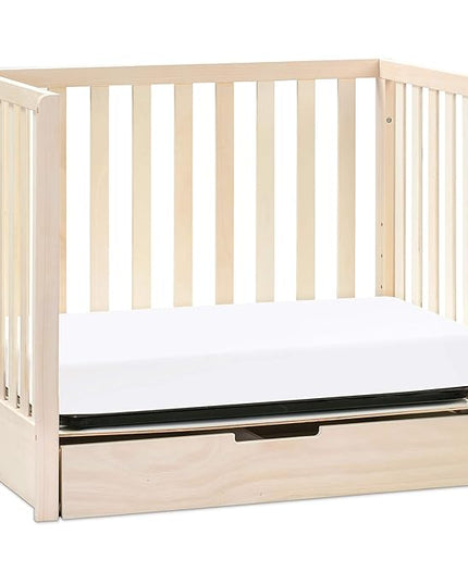Carter's by DaVinci Colby 4-in-1 Convertible Mini Crib with Trundle Drawer in Washed Natural, Greenguard Gold Certified, Undercrib Storage - LeafyLoom