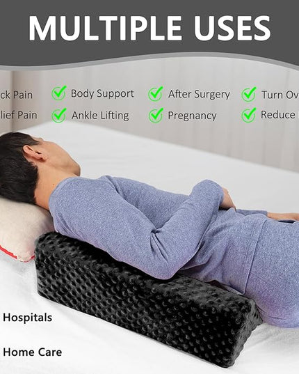 Wedge Pillow for Side Sleeping, Body Positioning Foam Wedge Pillow, Side Wedge Pillow for Sleeping Non-Slip Back Positioning Pillow for Bed Sore Wedge (Black) - LeafyLoom