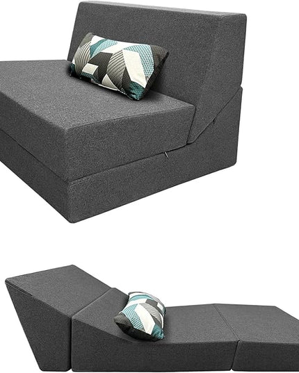 Memory Foam Folding Sofa Couch Bed with Pillow Sleeper Lazy Chair Modern Convertible Floor Futon for Living Room Apartment Guest Office,Washable Cover,Dark Gray - LeafyLoom