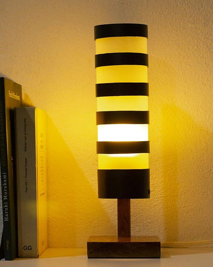 Desk Lamp for Bedside Table with 1 Watt Yellow LED Bulb, Decorative Handmade Nigthstand Lamp for Bedroom, Living Room, Kids Room or College Dorm. Warm Light to Decorate Romantic Spaces - LeafyLoom
