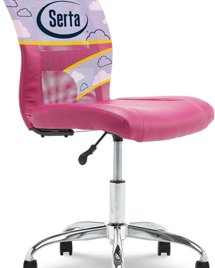 Serta Essential Armless Desk Chair Small TaskChair with Wheels, Breathable Mesh Back, SertaQuality Foam Cushion Seat for Comfort, Functional, Lightweight and Versatile, Task, Pink - LeafyLoom