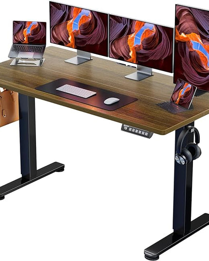 ErGear Height Adjustable Electric Standing Desk, 55 x 28 Inches Sit Stand up Desk, Memory Computer Home Office Desk (Espresso) - LeafyLoom