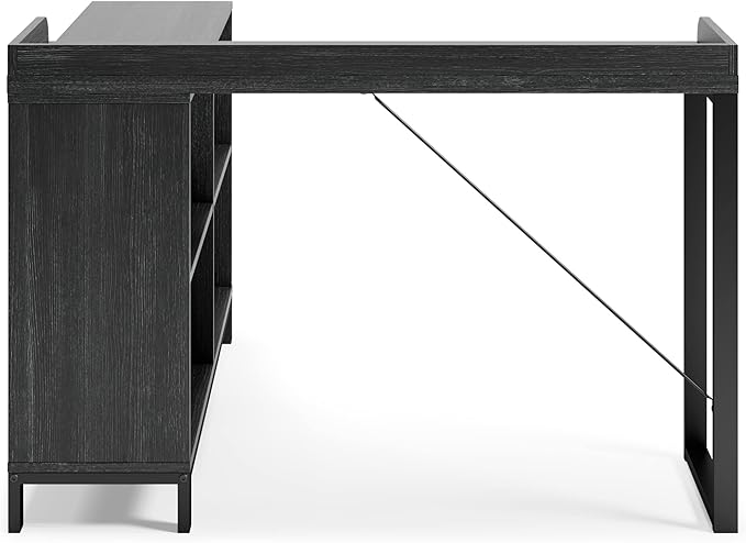 Signature Design by Ashley Yarlow Industrial Home Office L-Shaped Desk with Cube Storage, Black - LeafyLoom