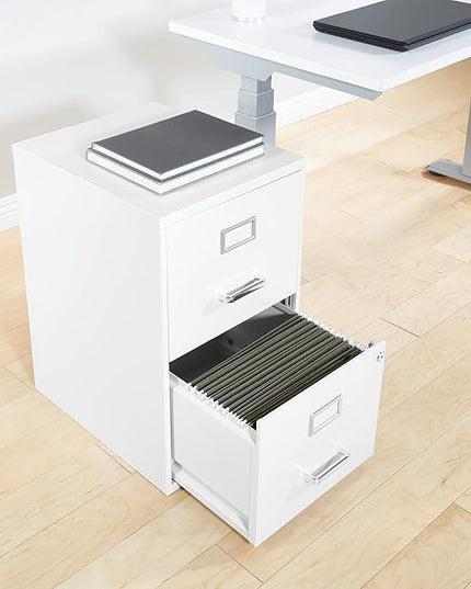 OSP Home Furnishings 2 Drawer Mobile Locking Metal File Cabinet, White - LeafyLoom