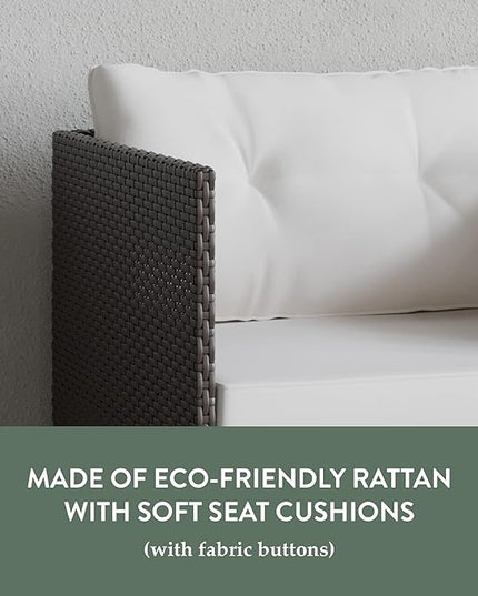 Edenbrook Bayview Patio Mix and Match Outdoor Furniture-Accent Chair Rattan/Cream, White/Brown - LeafyLoom