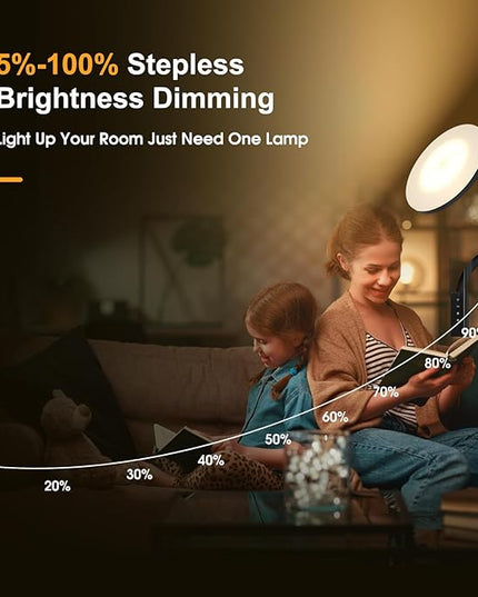 PESRAE 36W/3600LM LED Torchiere Super Bright Standing Lamp for Living Room, Rotatable Tall Lamp with Remote Control, Stepless Color Temperatures and Dimming Floor Lamps for Bedroom Office - LeafyLoom