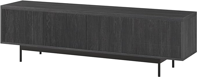 Henn&Hart Whitman TV Stand, 70" Wide, Dark Gray - LeafyLoom