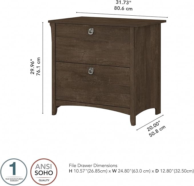 Bush Furniture Salinas 2 Drawer Lateral File Cabinet in Ash Brown - LeafyLoom