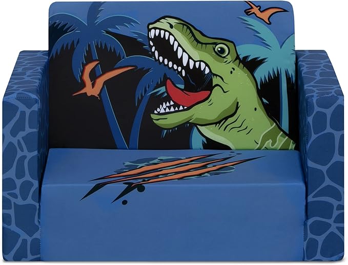 Delta Children Dinosaur Cozee Flip-Out Chair For Relaxing- 2-in-1 Convertible Lightweight,Portable Chair to Lounger for Toddlers & Kids - LeafyLoom