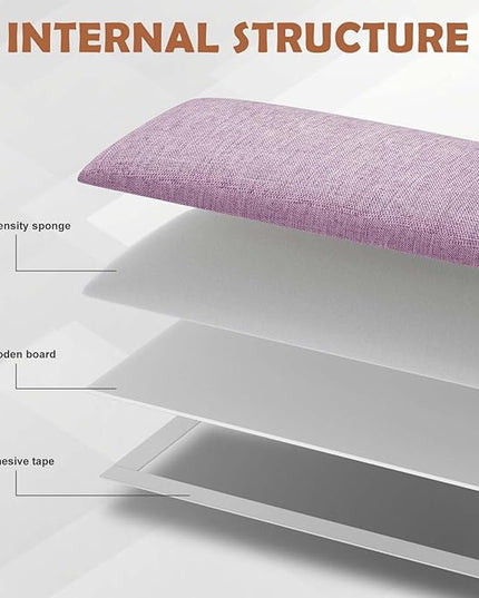 Upholstered Wall Mounted Headboard, 3D Soundproof Wall Panels Peel and Stick Headboard for Queen Size, Reusable and Removable Tufted Bed Headboard in Violet(9 Panels, 10" x 24") - LeafyLoom