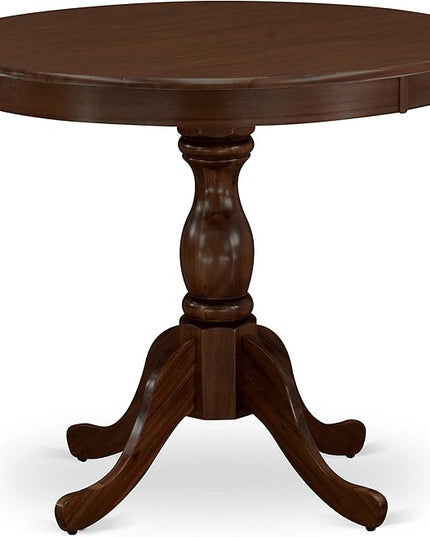 East West Furniture Antique 3 Piece Room Set Contains a Round Wooden Table with Pedestal and 2 Kitchen Dining Chairs, 36x36 Inch, AMCL3-MAH-W - LeafyLoom