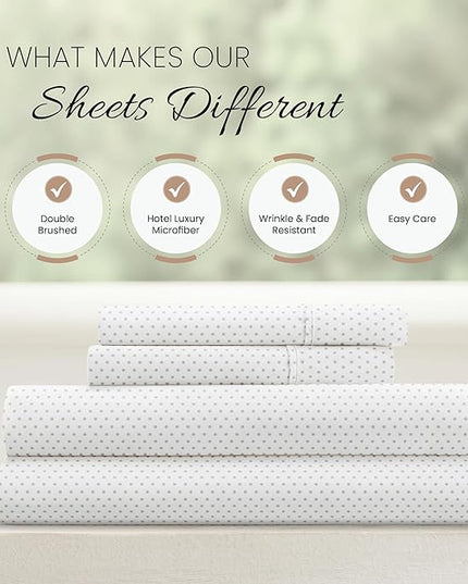 Linen Market 4 Piece King Bedding Sheet Set (Gray Stippled) - Sleep Better Than Ever with These Ultra-Soft & Cooling Bed Sheets for Your King Size Bed - Deep Pocket Fits 16" Mattress - LeafyLoom