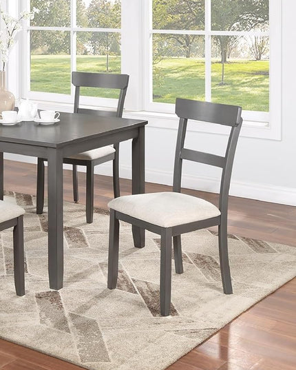 NicBex Kitchen Table Set for 4 Dining Table Classic Stylish 5Pc Dining Set Kitchen Dinette Wooden Top Table and Chairs Cushions Seats Ladder Back Chair Dining Room, Natural+Grey - LeafyLoom