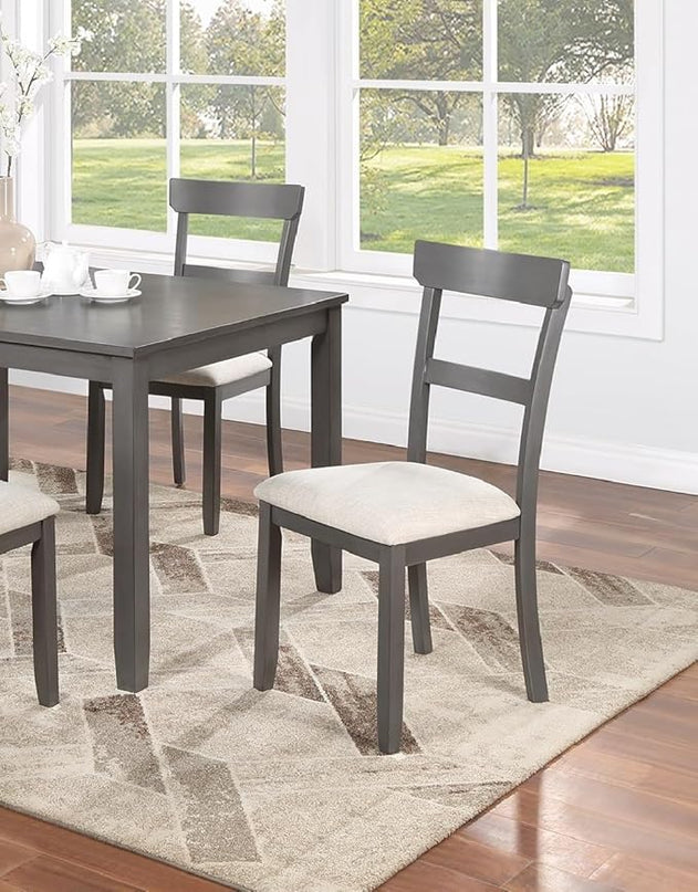 NicBex Kitchen Table Set for 4 Dining Table Classic Stylish 5Pc Dining Set Kitchen Dinette Wooden Top Table and Chairs Cushions Seats Ladder Back Chair Dining Room, Natural+Grey - LeafyLoom