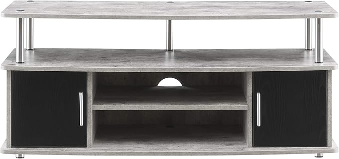 Convenience Concepts Designs2Go Monterey TV Stand with Cabinets and Shelves, Faux Birch/Black - LeafyLoom