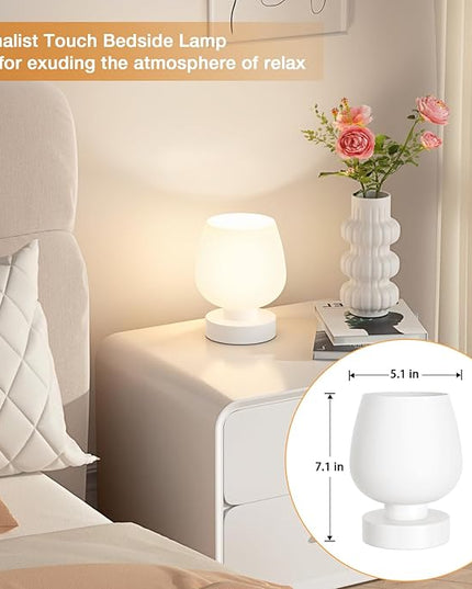 Kakanuo Touch Bedside Lamps Set of 2, Small Table Lamps for Bedroom, 3 Way Dimmable Nightstand Lamps with Modern Design, Small Desk Lamps for Living Room and Office - Bulb Included, Pack of 2 - LeafyLoom