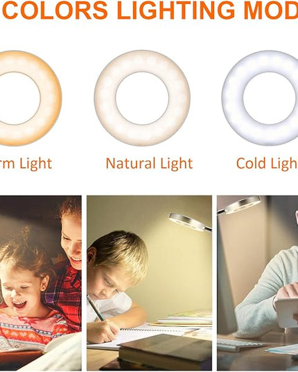 Clip on Light Reading Lights , 48 LED USB Desk Lamp with 3 Color Modes 10 Brightness, Eye Protection Book Clamp Light , 360 ° Flexible Gooseneck Clamp Lamp for Desk Headboard and Video Conferencing - LeafyLoom
