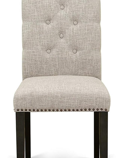 East West Furniture HBEL3-ABK-35 Hartland 3 Piece Kitchen Set Contains a Round Dining Table with Pedestal and 2 Doeskin Linen Fabric Upholstered Chairs, 42x42 Inch - LeafyLoom