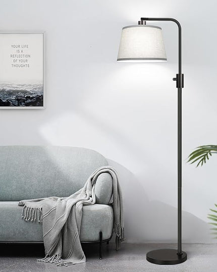 【Upgraded】 Dimmable Floor Lamp, 1000 Lumens LED Edison Bulb Included, Arc Floor Lamps for Living Room Modern Standing Lamp with Gray Shade, Tall Lamps for Living Room Bedroom Office Dining Room - LeafyLoom