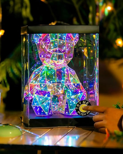 LED Colorful Teddy Bear Night Light, Kids Toys, Bedside Lamp, Mom Kids Birthday Valentine's Day Gift - Table Decoration - with USB Plug and Gift Box - LeafyLoom