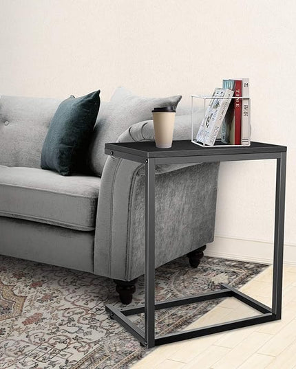 YSSOA Shelving Unit Hardwood Surface, Sofa-End Snack Desk, 21.75 Inch, Black-Thickened - LeafyLoom