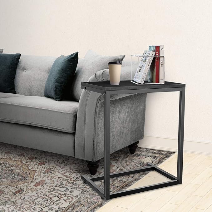 YSSOA Shelving Unit Hardwood Surface, Sofa-End Snack Desk, 21.75 Inch, Black-Thickened - LeafyLoom