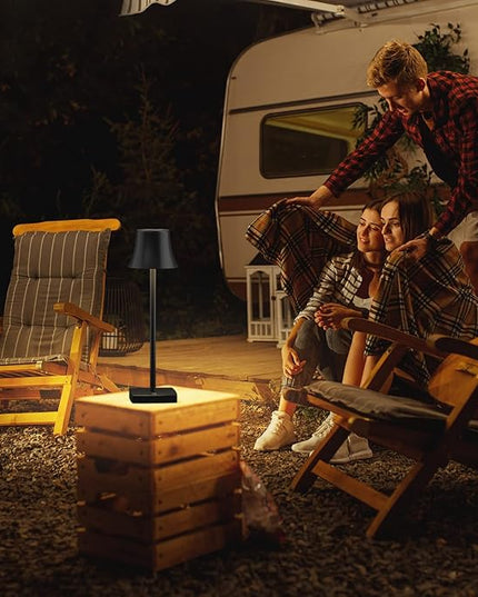 SAKRINGT LED Cordless Table Lamps Rechargeable,5000mAh Battery Operated Table Light,3 Color Stepless Dimming,Portable Small Desk Lamp in Aluminum for Party Patio Restaurant Indoor/Outdoo - LeafyLoom