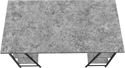 Monarch Specialties 7526 Computer Desk, Home Office, Laptop, Storage Shelves, 48" L, Work, Metal, Laminate, Black, Contemporary, Modern Desk-48 L Grey Stone-Look, 47.25" L x 23.75" W x 30" H - LeafyLoom