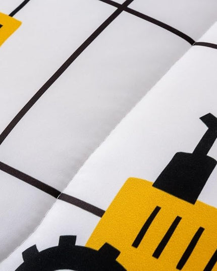 Feelyou Construction Truck Comforter Set King Size Kids Machinery Truck Excavators Vehicles Comforter for Boys Teens Cartoon Tractor Bedding Set Excavator Tractor Plaid Grid White Duvet Set Quilt Set - LeafyLoom