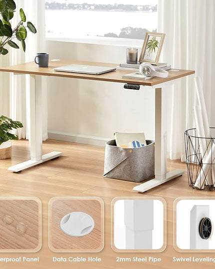 Sunon Sit Laptop Computer Writing Workstations with 3 Pre-Set and USB Port 48" for Home Office Smart Advanced Standing Desk, Oak - LeafyLoom