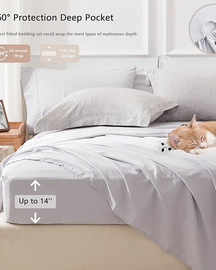 UNILIBRA 7 Pieces Bed in a Bag Full Size Comforter Sets, Grey Full Bed Set Soft for All Seasons - Cationic Dyeing Bedding Set with Comforter, Flat Sheet, Fitted Sheet, Pillowcases & Shams - LeafyLoom