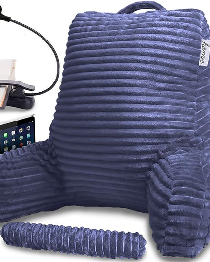 Homie Reading Pillow with Wrist Support, Has Arm Rests, and Back Support for Bed Rest, Lounging, Reading, Working on Laptop, Watching TV (Blue) - LeafyLoom