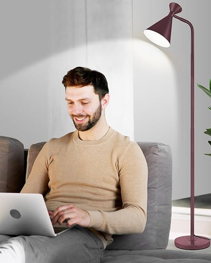 PARTPHONER Floor Lamp for Living Room, Modern Adjustable Metal Heads Standing Lamps, Simple Design Brown Floor Lamp with Foot Switch for Bedroom, Office, Kids Room, Reading, Working(Bulb Not Included) - LeafyLoom