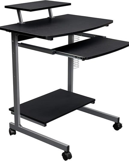 Techni Mobili Compact Computer Cart With Storage, Graphite - LeafyLoom