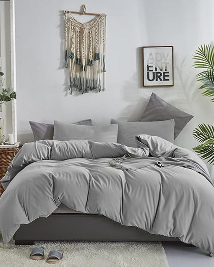 Silver Comforter Queen Light Gray Bedding Set 3 Pieces Comforter Set 1 Queen Comforter (90x90 inches) with 2 Pillowcases (20x26 inches) - LeafyLoom