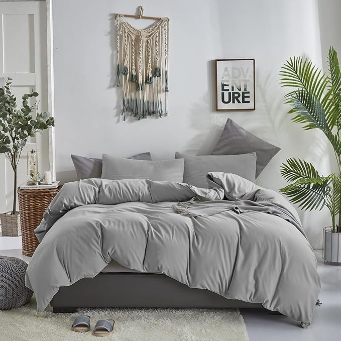 Silver Comforter Queen Light Gray Bedding Set 3 Pieces Comforter Set 1 Queen Comforter (90x90 inches) with 2 Pillowcases (20x26 inches) - LeafyLoom