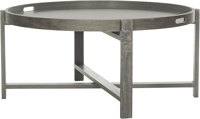 Safavieh Home Collection Cursten Retro Wood Tray Top Coffee Table, Dark Grey - LeafyLoom
