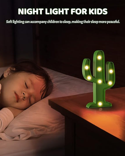 Green Cactus Decor, Mexican Party Decorations, Battery Powered Cactus Night Light for Kids, Western Decor, Kids Room Decor, Fiesta Party Decorations, Cinco De Mayo Party Decorations - LeafyLoom