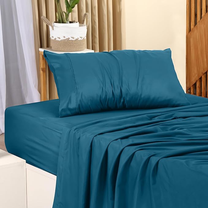 Utopia Bedding Twin Bed Sheets Set - 3 Piece Bedding - Brushed Microfiber - Shrinkage and Fade Resistant - Easy Care (Twin, Denim Blue) - LeafyLoom