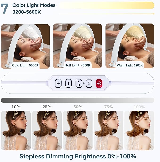 MYSWEETY Half Moon Light for Desk, 29'' 40W Led Nail Tech Desk Lamp, Half Moon Table Lamp with Remote, Stepless Dimming Color Temperature, Lash Light for Eyelash Extensions, Tattoo, Beauty - LeafyLoom