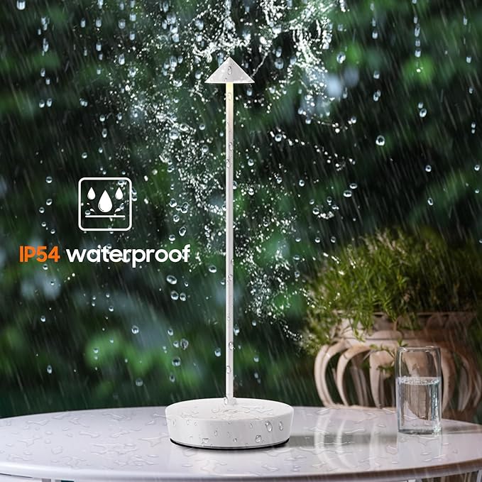 2Pack Cordless Table Lamp Rechargeable, Portable Outdoor LED Table Lamp Waterproof 6000mAh Battery Desk Lamp, 3 Color Stepless Dimming Table Light for Restaurant/Bedroom/Bar/Outdoor Party - LeafyLoom