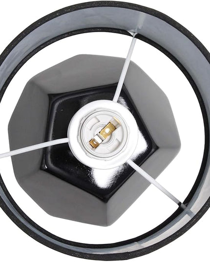 Simple Designs LT2065-BLK Round Prism Mini Table Lamp with Matching Fabric Shade, Black - LeafyLoom