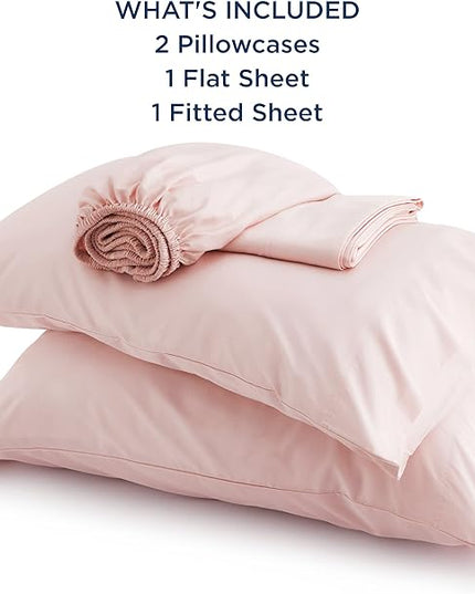 Bedsure Queen Sheets, Rayon Derived from Bamboo, Queen Cooling Sheet Set, Deep Pocket Up to 16", Breathable & Soft Bed Sheets, Hotel Luxury Silky Bedding Sheets & Pillowcases, Pink - LeafyLoom