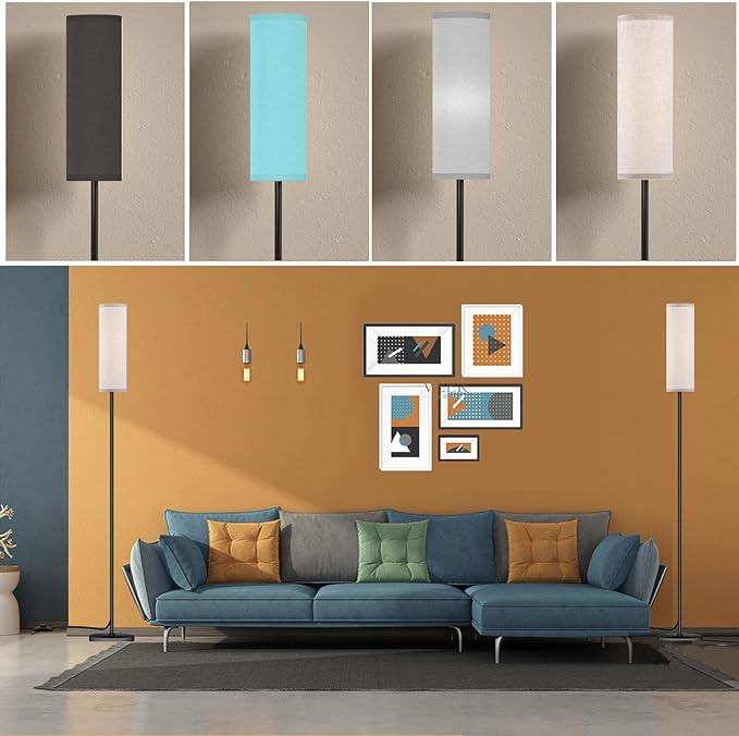 Floor Lamp for Living Room Bedroom, Modern Floor Lamp with Remote,Stepless Dimmable 12W Bulb Included,Standing Lamps LED Tall Lamp for Bedroom Office(Beige) - LeafyLoom