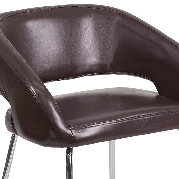 Flash Furniture Fusion Series Contemporary Brown LeatherSoft Side Reception Chair - LeafyLoom
