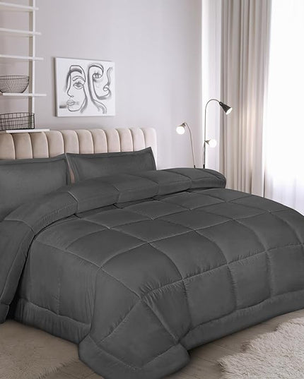 Utopia Bedding Queen Size Comforter Set with 2 Pillow Shams, Bedding Comforter Sets, Down Alternative Grey Comforter, Soft and Comfortable, Machine Washable - LeafyLoom