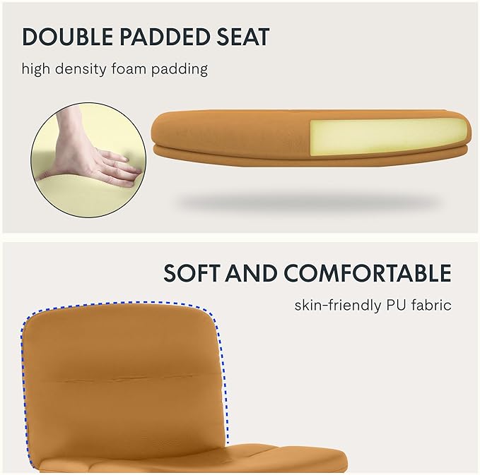 FLEXISPOT Criss Cross Chair with Wheels, Vanity Chair with High Back, Criss Cross Office Chair, Armless Desk Chair with Comfy Wide Seat Cushion for Home Office（Golden Brown） - LeafyLoom