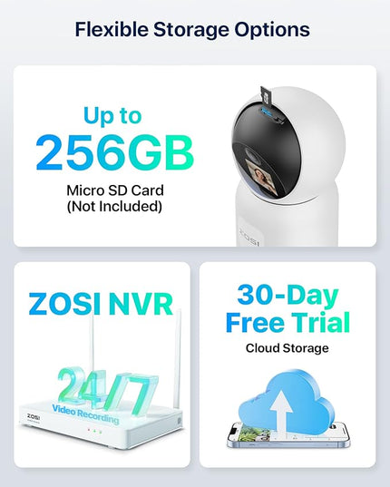ZOSI 4MP 2 Way Video Security Camera, C519M 360° View Baby/Pet Dog Monitor, 2.5K Plug-in 2.4G/5G Dual-Band WiFi Smart Home Indoor Cam,One-Touch Call,Human Detection,Pan/Tilt,Cloud & SD Card Storage ZOSI