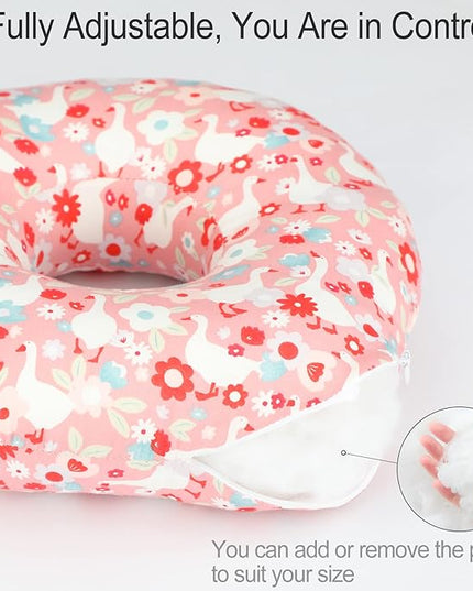 Ear Piercing Pillow for Side Sleeping, CHN Pillow with Hole for Side Sleepers Ear Pain Inflammation Pressure Sores O-Shaped Donut Guard Pink Goose - LeafyLoom
