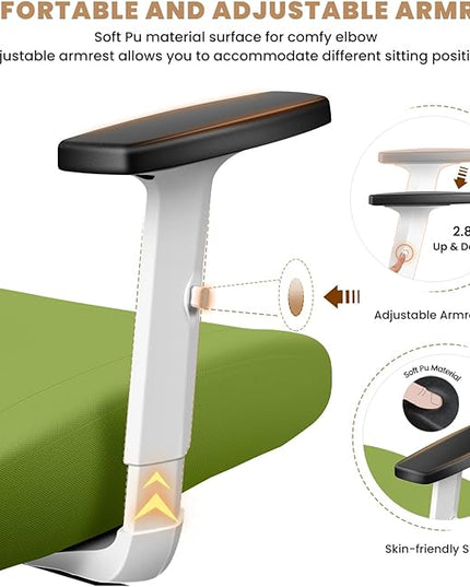 Office Chair Ergonomic Desk Chair with Adjustable Lumbar Support, Swivel Comfy Computer Chair Heavy Duty Executive Chair for Home Office - LeafyLoom
